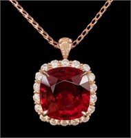 20ct Natural Tourmaline Diamond Pendant 18K Gold