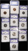 MIXED TYPE GRADED COINS IGS & UNCCOINS