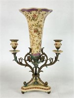Vintage Brass & Porcelain Candelabra