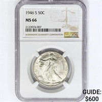 1946-S Walking Liberty Half Dollar NGC MS66