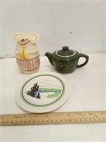 Kaaterskill Dish, Mouse Cheese Shaker& Tea Pot