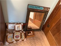 Antique Gold Mirror, Wood Box & Sonoma Picture Fra