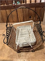 wicker rack and baskets