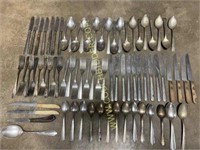 Assorted stainless & silverplate flatware lot