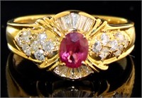 18kt Gold 1.10 ct Natural Ruby & Diamond Ring