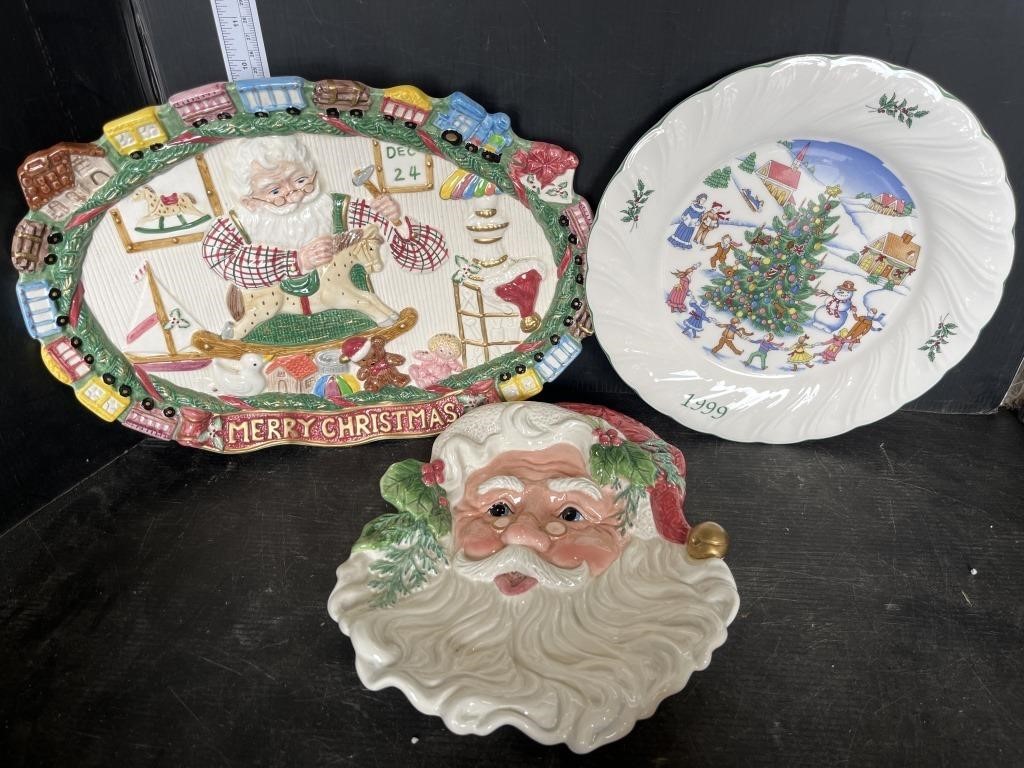 3 Christmas plates/platters