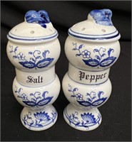 Blue and White Salt and Pepper Shakers Japan