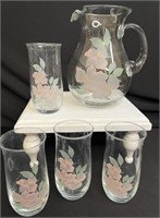 Pasabahce Iced Tea Pitcher & Glass Set Floral