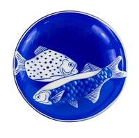 Plachte-Zuieback Blue Art Glass Fish Pattern Dish