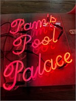 Lighted Neon Sign "Pam's Pool Palace"