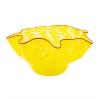 Vintage Yellow Art Glass Center Bowl