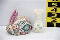 Hand Painted Easter Bunny & Beleeck Galway Vase