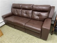 LEATHER ELECTRIC RECLINING COUCH (86" X 37" X