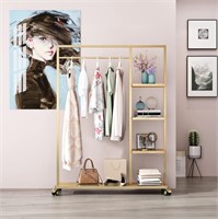 $178  Gold Clothing Rack with Shelf, 120-Gold
