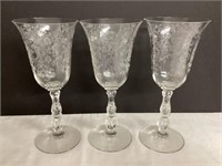 Three Heisey Rosalie Water Goblets