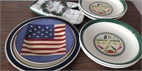 Patriotic Serving Platte Dish Salad Bowls Oven Mit