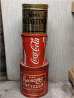 Vintage Coca Cola popcorn tin group