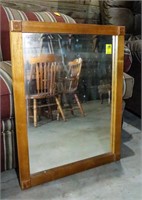 Antique Oak Wall Mirror with Beveled Glass -