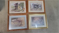 4 SIGNED FRAMED ART PIECES