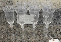 Lot #3560 - (7) frosted floral stem font wines
