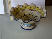 pottery fruit bowl  made in mexico, has chips