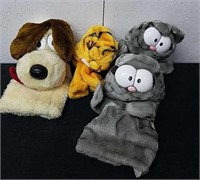 Four vintage Garfield hand puppets