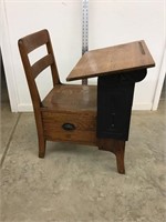 Vintage School Desk Wood With Adjustable Top and