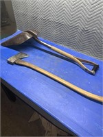 Axe and Steel scoop shovel  (at#3wood bin)