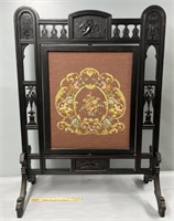 Victorian Aesthetic Carved Wood Fire Screen