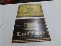 (2) Porcelain Enamel 14"x10" COFFEE Wall Signs