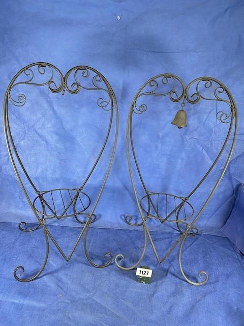 Folding Metal Heart Shaped Plant Stands,