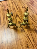 Antique Brass Pair of Andirons