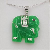 Genuine Jadeite Elephant Necklace-New