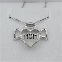 Genuine Diamond Mom Necklace-New