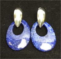 Pair of Blue Lapis Stone Clip on Earrings
