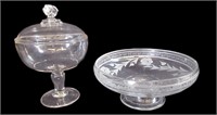 Mid-Cent Glass Covered Candy Dish & Bowl