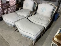 2 Old Hickory Tannery Chairs w/ Ottoman
