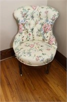 19th Century Slipper Chair in Floral Chintz