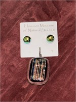 Nancy Dunn Texas Dichroic Glass Earrings & Pendant