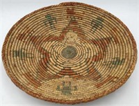 Indian Woven Round Basket with Star Design.