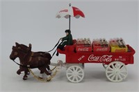 Cast Iron Coca-Cola Horse & Wagon w/Bottles