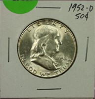 1952-D Franklin Half Dollar AU