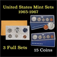 3 SMS sets 1965-1967 Run of Special Mint Sets SMS