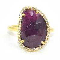 Gold plated Sil Ruby Cz(7.2ct) Ring