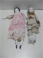 Two Vtg 19" Porcelain Dolls