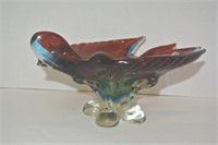 Vintage Colourful Art Glass Bird Bowl