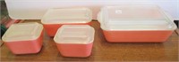 4 Pink Pyrex Refrigerator Dishes