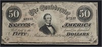 1864 50 $ CONFEDERATE NOTE VF