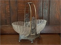 Stunning Victorian Frosted Shell Bowl Neat Holder
