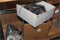 Shelf lot of electric wire and misc.